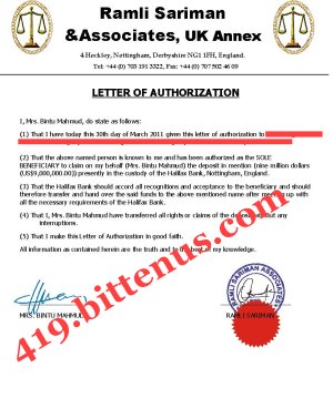 Letter of authorization 